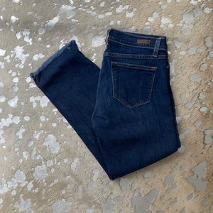 Anthropologie frayed hem dark wash jeans